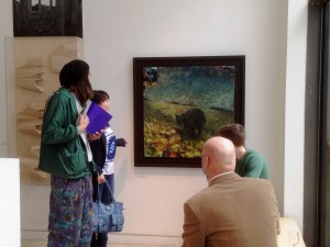 Artist Seán Healy and Askeaton Cotemporary Art's Michele Horrigan view Cáit's Tale - Moonlight in Monilea in the RHA Summer Show